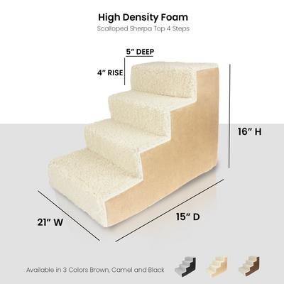 Show full view: Precious Tails High Density Foam Sherpa 4 Steps Dog & Cat Stairs, Camel slide 2 of 8