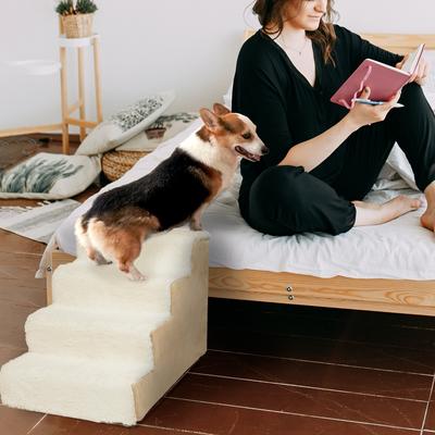 Show full view: Precious Tails High Density Foam Sherpa 4 Steps Dog & Cat Stairs, Camel slide 4 of 8