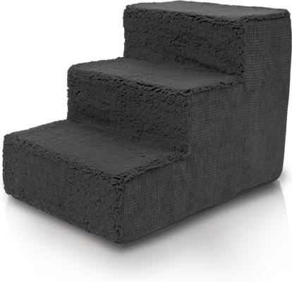 Show full view: Precious Tails High Density Foam Sherpa Top 3 Steps Dog & Cat Stair, Black slide 7 of 9