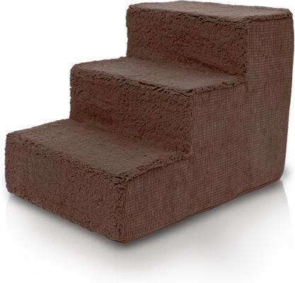 Show full view: Precious Tails High Density Foam Sherpa Top 3 Steps Dog & Cat Stair, Brown slide 8 of 10