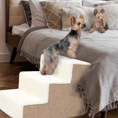 Show full view: Precious Tails High Density Foam Sherpa Top 3 Steps Dog & Cat Stair, Camel slide 6 of 9