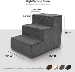 Precious Tails High Density Foam Sherpa Top 3 Steps Dog & Cat Stair, Gray slide 2 of 7