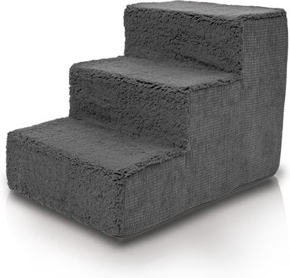 Show full view: Precious Tails High Density Foam Sherpa Top 3 Steps Dog & Cat Stair, Gray slide 7 of 9