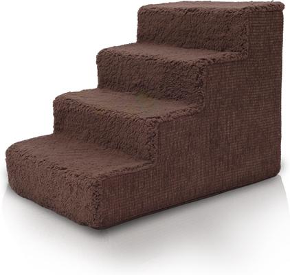 Show full view: Precious Tails High Density Foam Sherpa Top 4 Steps Dog & Cat Stair, Brown slide 8 of 10