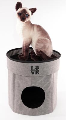 Show full view: Precious Tails Home Base Circular 2-Tier Collapsible Cat Cave, Charcoal slide 4 of 10