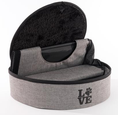 Show full view: Precious Tails Home Base Circular 2-Tier Collapsible Cat Cave, Charcoal slide 7 of 10