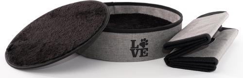 Show full view: Precious Tails Home Base Circular 2-Tier Collapsible Cat Cave, Charcoal slide 8 of 10