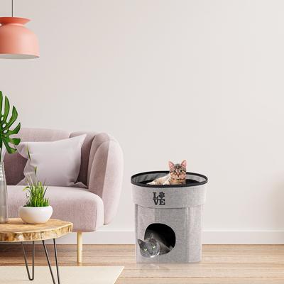 Show full view: Precious Tails Home Base Circular 2-Tier Collapsible Cat Cave, Charcoal slide 10 of 10