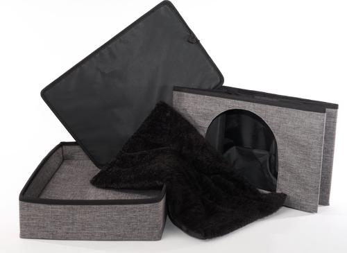Show full view: Precious Tails Home Base Rectangular 2-Tier Collapsible Cat Cave, Charcoal slide 4 of 11
