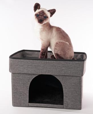 Show full view: Precious Tails Home Base Rectangular 2-Tier Collapsible Cat Cave, Charcoal slide 6 of 11
