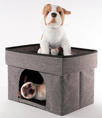Show full view: Precious Tails Home Base Rectangular 2-Tier Collapsible Cat Cave, Charcoal slide 7 of 11