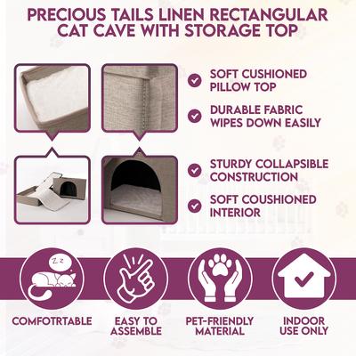 Show full view: Precious Tails Home Base Rectangular 2-Tier Collapsible Cat Cave, Charcoal slide 10 of 11