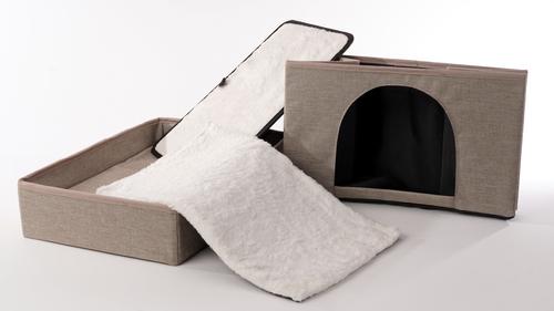 Show full view: Precious Tails Home Base Rectangular 2-Tier Collapsible Cat Cave, Natural slide 5 of 10