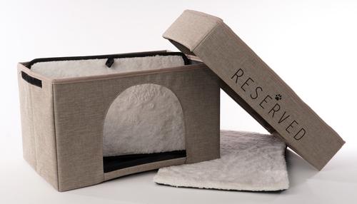 Show full view: Precious Tails Home Base Rectangular 2-Tier Collapsible Cat Cave, Natural slide 6 of 10