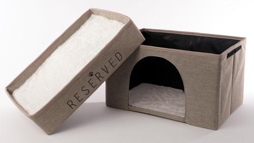 Show full view: Precious Tails Home Base Rectangular 2-Tier Collapsible Cat Cave, Natural slide 7 of 10