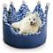 Show in main carousel: Precious Tails Leopard Crown Bolster Cat & Dog Bed, Navy slide 1 of 8