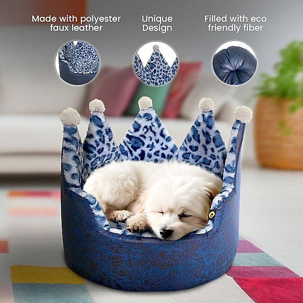 Precious Tails Leopard Crown Bolster Cat & Dog Bed