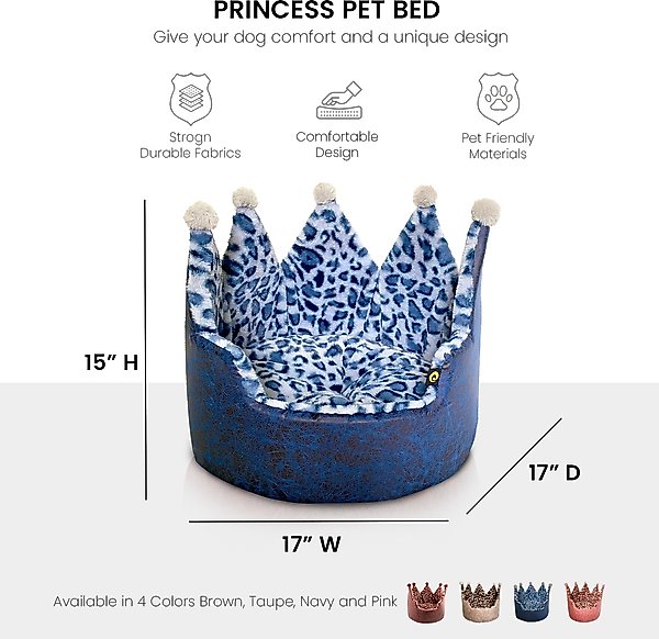 Precious Tails Leopard Crown Bolster Cat & Dog Bed