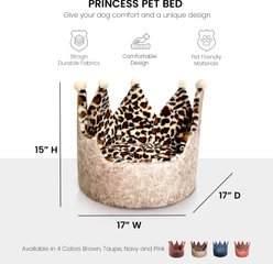 Precious Tails Leopard Crown Bolster Cat & Dog Bed, Taupe slide 2 of 9