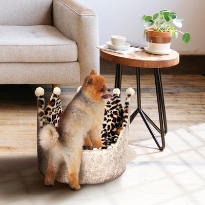 Show full view: Precious Tails Leopard Crown Bolster Cat & Dog Bed, Taupe slide 6 of 10