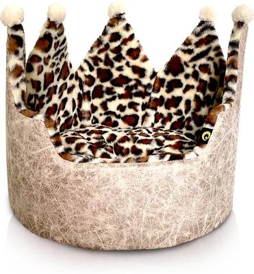 Show full view: Precious Tails Leopard Crown Bolster Cat & Dog Bed, Taupe slide 7 of 10