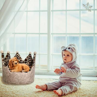 Show full view: Precious Tails Leopard Crown Bolster Cat & Dog Bed, Taupe slide 8 of 10