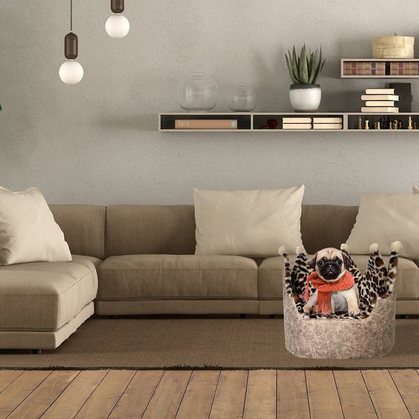 Precious Tails Leopard Crown Bolster Cat & Dog Bed