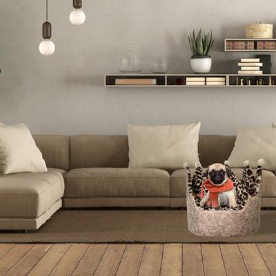 Show full view: Precious Tails Leopard Crown Bolster Cat & Dog Bed, Taupe slide 9 of 10