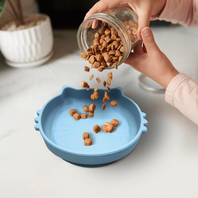 Show full view: Precious Tails Non-Skid Silicone Cat Bowl, Blue, Small slide 4 of 9