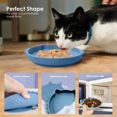 Show full view: Precious Tails Non-Skid Silicone Cat Bowl, Blue, Small slide 8 of 9