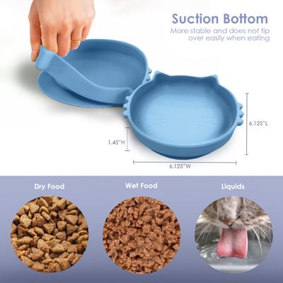 Show full view: Precious Tails Non-Skid Silicone Cat Bowl, Blue, Small slide 7 of 9
