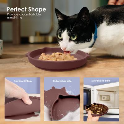 Show full view: Precious Tails Non-Skid Silicone Cat Bowl, Brown, Small slide 7 of 8