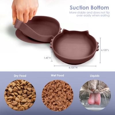 Show full view: Precious Tails Non-Skid Silicone Cat Bowl, Brown, Small slide 6 of 8