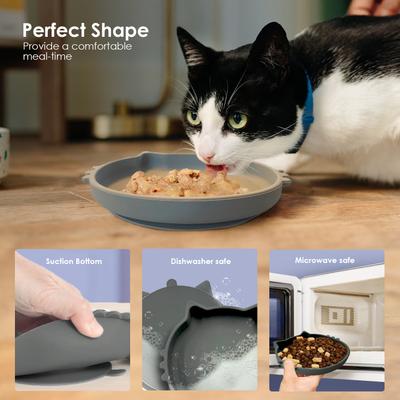 Show full view: Precious Tails Non-Skid Silicone Cat Bowl, Gray, Small slide 7 of 8