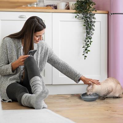 Show full view: Precious Tails Non-Skid Silicone Cat Bowl, Gray, Small slide 5 of 8