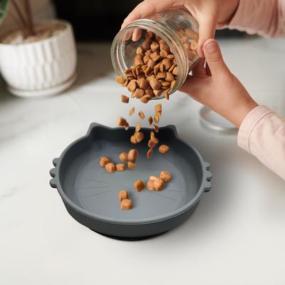 Show full view: Precious Tails Non-Skid Silicone Cat Bowl, Gray, Small slide 3 of 8