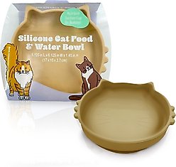 Precious Tails Non-Skid Silicone Cat Bowl, Taupe, Small