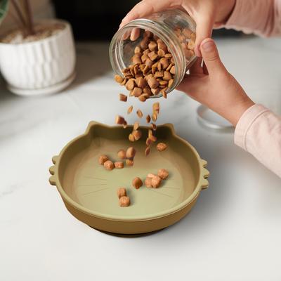 Show full view: Precious Tails Non-Skid Silicone Cat Bowl, Taupe, Small slide 3 of 8