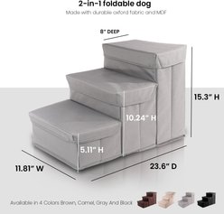 Precious Tails Padded 3 Step Pet Storage Foldable Dog & Cat Stairs, Gray slide 2 of 9
