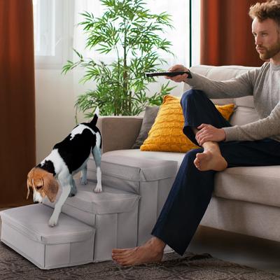 Show full view: Precious Tails Padded 3 Step Pet Storage Foldable Dog & Cat Stairs, Gray slide 4 of 11