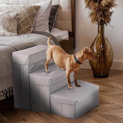 Show full view: Precious Tails Padded 3 Step Pet Storage Foldable Dog & Cat Stairs, Gray slide 5 of 11
