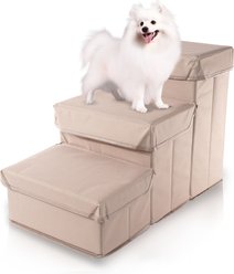 Precious Tails Padded 3 Step Pet Storage Foldable Dog & Cat Stairs, Khaki