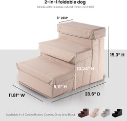 Precious Tails Padded 3 Step Pet Storage Foldable Dog & Cat Stairs, Khaki slide 2 of 9