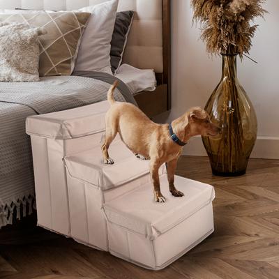 Show full view: Precious Tails Padded 3 Step Pet Storage Foldable Dog & Cat Stairs, Khaki slide 5 of 11