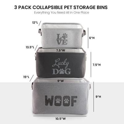 Show full view: Precious Tails Paw Print Set Linen Storage Bin  slide 2 of 7