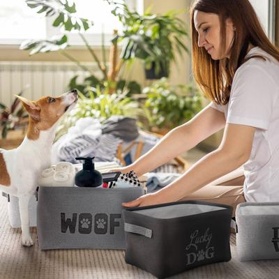 Show full view: Precious Tails Paw Print Set Linen Storage Bin  slide 4 of 7