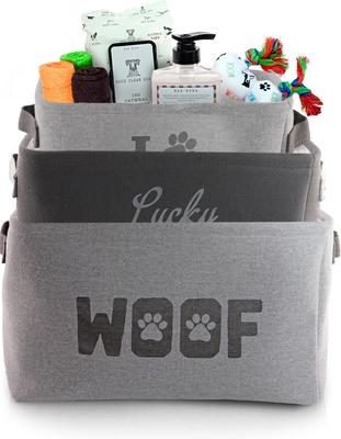 Show full view: Precious Tails Paw Print Set Linen Storage Bin  slide 6 of 7