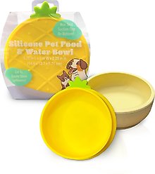 Precious Tails Pineapple Non-Skid Silicone Dog & Cat Bowl, Yellow slide 1 of 7