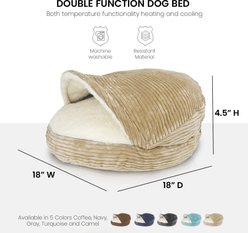 Precious Tails Plush Corduroy & Sherpa Lined Covered Cat & Dog Bed, Camel, Small slide 2 of 7