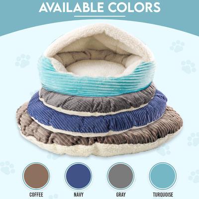 Show full view: Precious Tails Plush Corduroy & Sherpa Lined Covered Cat & Dog Bed, Coffee, Large slide 9 of 10